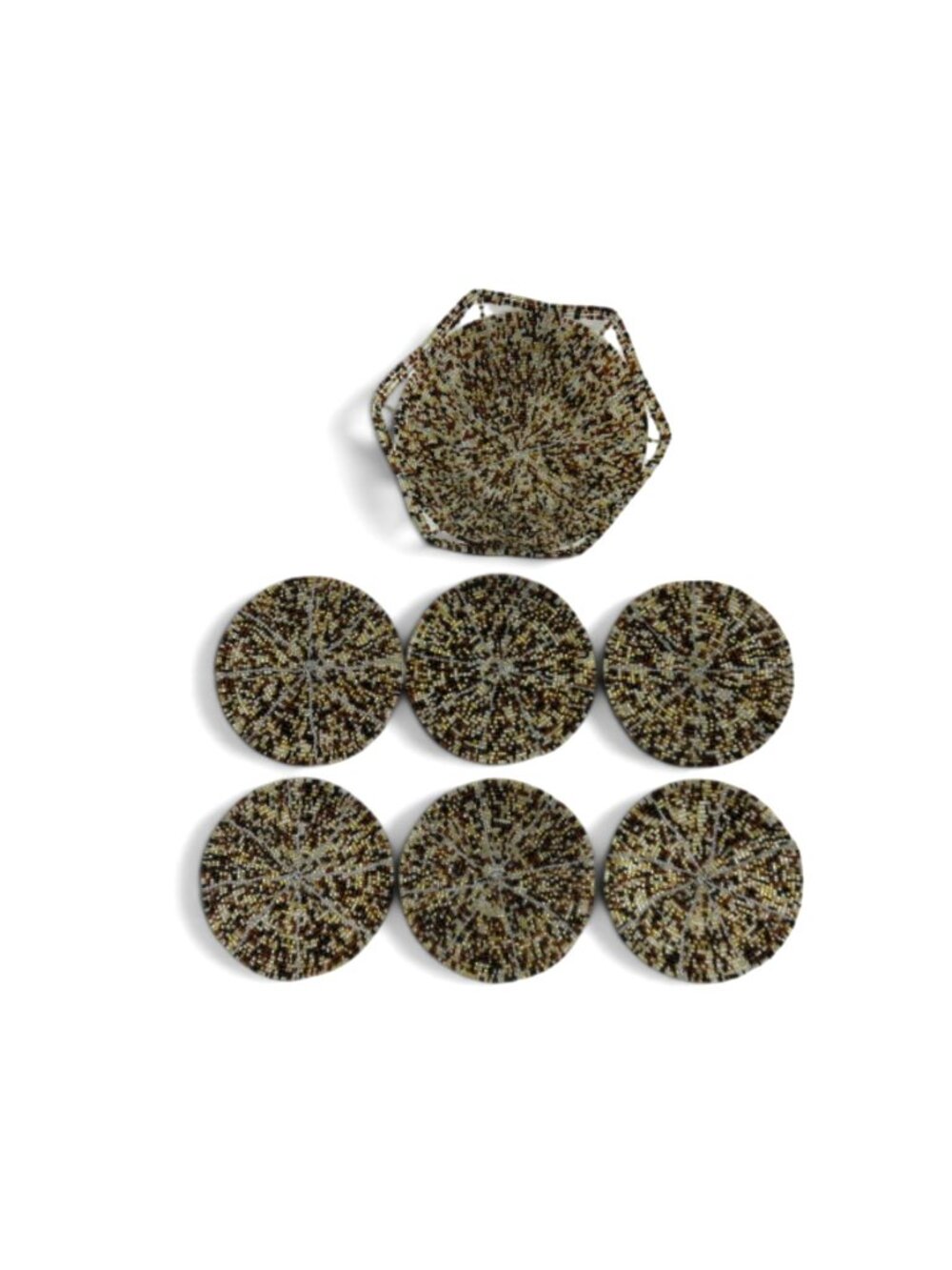 6 Beaded Coasters and Bowl Handmade South African Tribal Artisan Decor